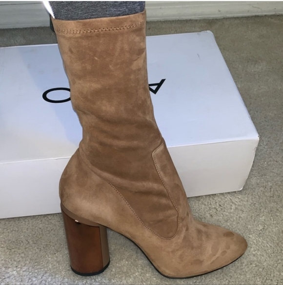 Aldo Crillan ankle boot in tan suede sock high ankle boots size 8.5 - Picture 1 of 11